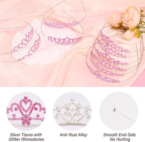 Tiaras Crowns Headbands for Girls Women 10 Pcs Small Silver Princess Tiara Bulk Crown Tiaras Rapunzel Crowns for Wedding Birthday Crystal Tiara for Prom, Bride, Pageant, Halloween in Kuwait