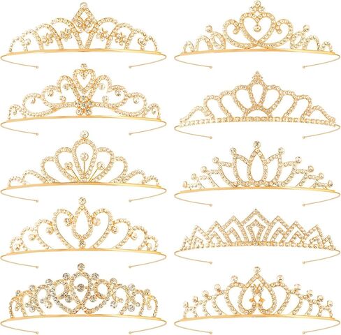 Tiaras Crowns Headbands for Girls Women 10 Pcs Small Silver Princess Tiara Bulk Crown Tiaras Rapunzel Crowns for Wedding Birthday Crystal Tiara for Prom, Bride, Pageant, Halloween in Kuwait