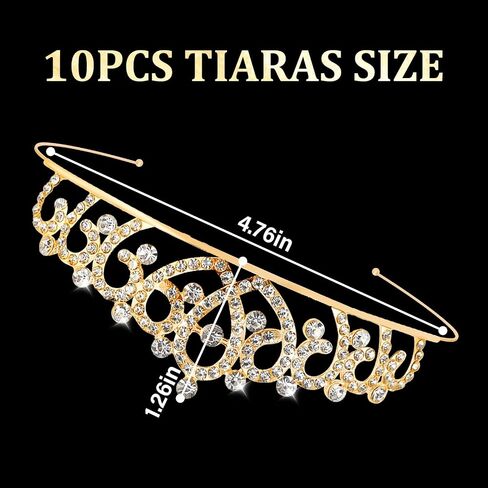 Tiaras Crowns Headbands for Girls Women 10 Pcs Small Silver Princess Tiara Bulk Crown Tiaras Rapunzel Crowns for Wedding Birthday Crystal Tiara for Prom, Bride, Pageant, Halloween in Kuwait