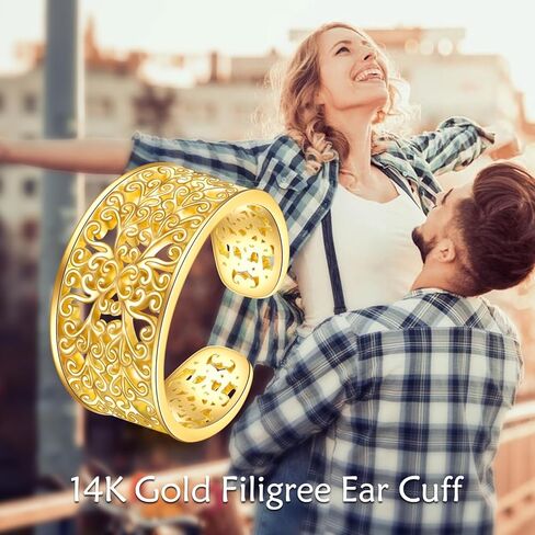 Cross Ear Cuffs 14K Solid Gold Ear Cuff Non Piercing Cartilage Earrings Jewelry for Women(1 pcs) in Kuwait