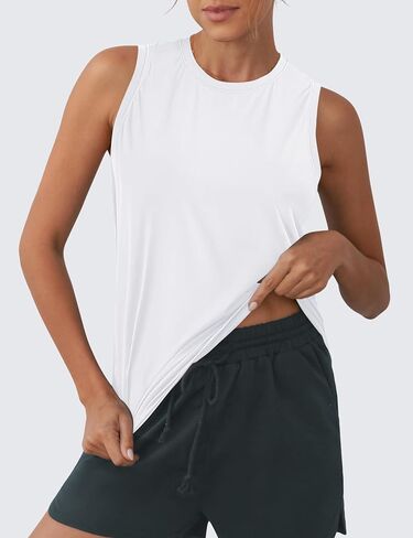 OYANUS Women's Summer Workout Tops Sleeveless Racerback Athletic Tank Top High Neck Loose Fit Running Gym Yoga Shirts in Saudi Arabia