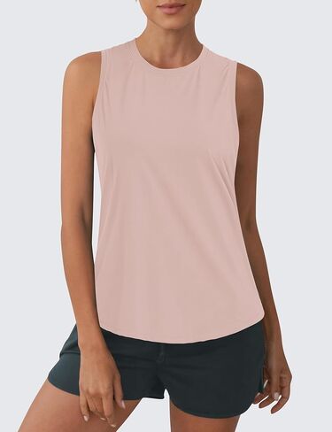 OYANUS Women's Summer Workout Tops Sleeveless Racerback Athletic Tank Top High Neck Loose Fit Running Gym Yoga Shirts in Kuwait