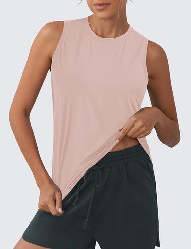 OYANUS Women's Summer Workout Tops Sleeveless Racerback Athletic Tank Top High Neck Loose Fit Running Gym Yoga Shirts in Kuwait