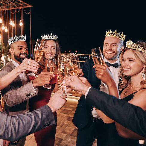 Sasylvia 8 Pcs Proms King and Queen Crown Set for Men Women Metal Rhinestone Crowns and Tiaras Crystal Headband for Weddings Bridal Cosplay Party Accessories, Silver Gold in Saudi Arabia