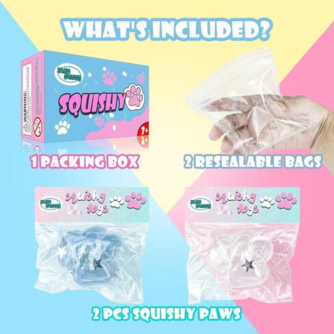 Taba Squishy Pack,FuFu Squishy Fidget Toys Kit,Include Squishies(1 Big Cat Paws & Chick,1 Norma Chick & Cat Paws.2 Hamster),Squeeze Toy,Birthday Gift for Girls, Boys, Kids in Kuwait
