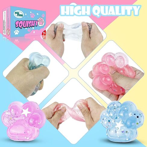 Taba Squishy Pack,FuFu Squishy Fidget Toys Kit,Include Squishies(1 Big Cat Paws & Chick,1 Norma Chick & Cat Paws.2 Hamster),Squeeze Toy,Birthday Gift for Girls, Boys, Kids in Kuwait