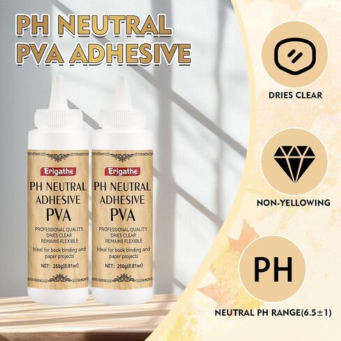 Book Binding Glue, Neutral PH PVA Adhesive, Acid-Free, All-Purpose, Dries Clear and Remains Flexible, Used for Bookbinding and Repair, Framing, Collages, Paper Art and Crafts in Kuwait