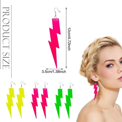 Women Neon Slouch Socks 80s/90s Scrunch Knee High Socks with Neon Earrings & Scrunchies 80s 90s Party Outfits Costume in Saudi Arabia