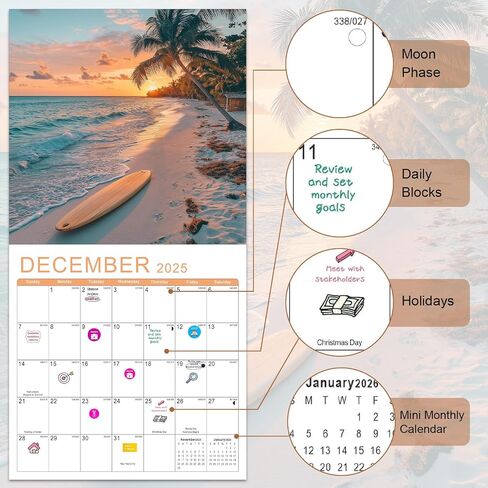 Gannyfer Calendar 2025-2026 ، 18 شهرًا تقويم الحدائق الوطنية 2025 ، تم افتتاح تقويمات الحائط الكبيرة 12 "× 24" ، مثالية كهدايا للأصدقاء والعائلة in Kuwait