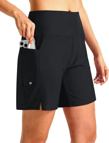 Women's 7" High Waisted Swim Board Shorts Quick Dry Beach Swimsuit Bottom Shorts for Women with Liner Pockets in Saudi Arabia