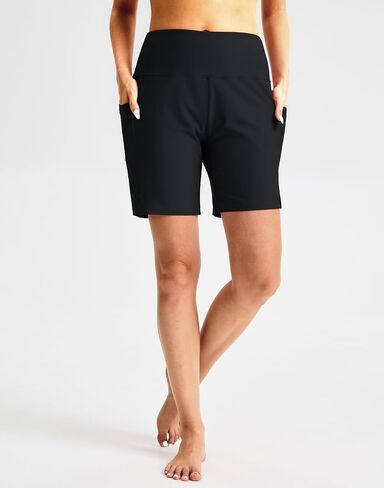 Women's 7" High Waisted Swim Board Shorts Quick Dry Beach Swimsuit Bottom Shorts for Women with Liner Pockets in Saudi Arabia