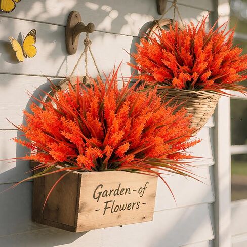 Geegoods 48 Bundles Artificial Plants Flowers Outdoor – Faux Lavender Flowers with Monkey Grass UV Resistant Plastic Faux Plants for Garden Porch Window Patio Hanging Planter Home Decor in Kuwait