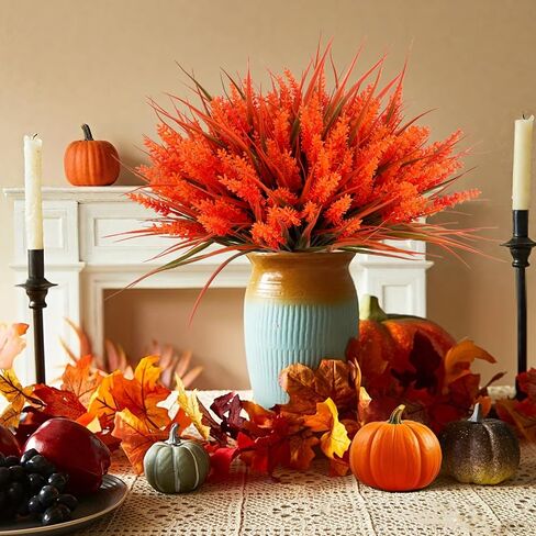 Geegoods 48 Bundles Artificial Plants Flowers Outdoor – Faux Lavender Flowers with Monkey Grass UV Resistant Plastic Faux Plants for Garden Porch Window Patio Hanging Planter Home Decor in Kuwait