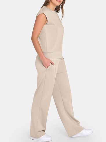 ANRABESS Two Piece Sets for Women Summer Sleeveless Sweatsuits Wide Leg Casual Lounge Set Matching Vacation Travel Outfits in Saudi Arabia