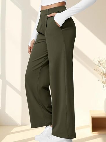 سروال عمل عالي الخصر للنساء الأعمال غير الرسمية للملابس المكتبية سراويل بنطلون مع جيوب in Kuwait