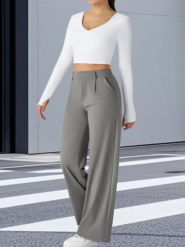High Waisted Work Pants for Women Business Casual Outfits Office Dress Pants Trousers with Pockets in Saudi Arabia