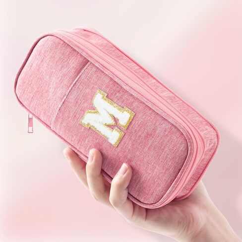 Large Capacity Pink Pencil Case, Cute Pencil Case Pencil Pouch with Zipper For Girls Women, Expandable Preppy Pencil Bag Large Storage High Capacity Bag Organizer for School Home Office Supplies, A in Kuwait
