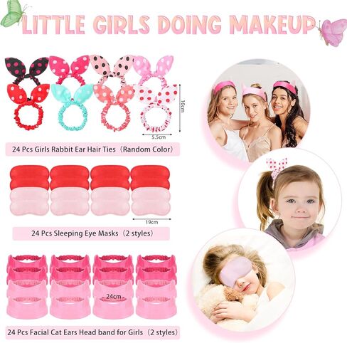 Pinkunn 176 Pcs Spa Party Supplies for Girls Multiple Spa Party Favors for Kids Pink Braid Clip Eye Mask Mirror Comb Emery Boards Toe Separator Hairband Nail Sticker Tattoo Sticker Pink Gift Bags in Saudi Arabia