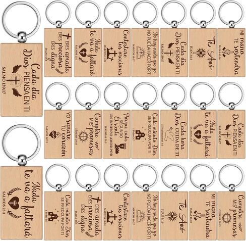 60 Pcs Spanish Christian Keychain Bulk Llaveros Cristianos En Español Inspirational Spanish Bible Verse Wooden Quotes Keychain Religious Player Gift for Women Men Teacher End of Year Gift in Kuwait