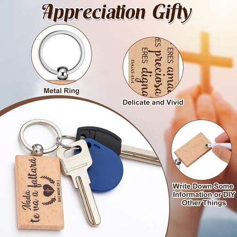 60 Pcs Spanish Christian Keychain Bulk Llaveros Cristianos En Español Inspirational Spanish Bible Verse Wooden Quotes Keychain Religious Player Gift for Women Men Teacher End of Year Gift in Kuwait