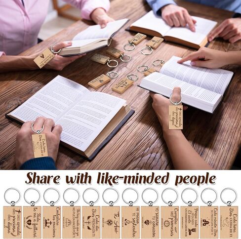 60 Pcs Spanish Christian Keychain Bulk Llaveros Cristianos En Español Inspirational Spanish Bible Verse Wooden Quotes Keychain Religious Player Gift for Women Men Teacher End of Year Gift in Kuwait
