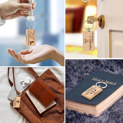 60 Pcs Spanish Christian Keychain Bulk Llaveros Cristianos En Español Inspirational Spanish Bible Verse Wooden Quotes Keychain Religious Player Gift for Women Men Teacher End of Year Gift in Kuwait