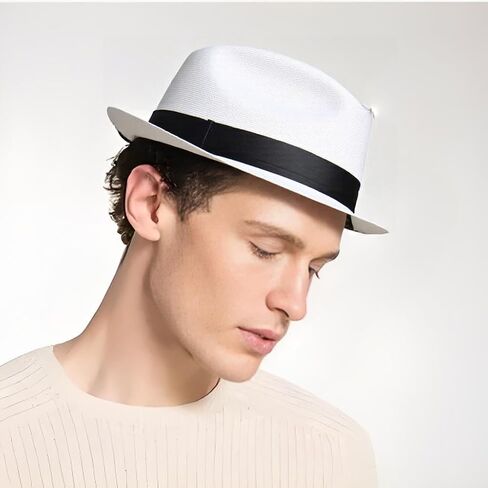 1920s Men Fedora Hat Accessories 20s Men Gangster costume Accessories Short Brim Summer Beach Hat in Saudi Arabia