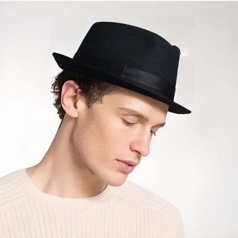 1920s Men Fedora Hat Accessories 20s Men Gangster costume Accessories Short Brim Summer Beach Hat in Saudi Arabia