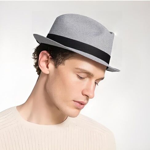 1920s Men Fedora Hat Accessories 20s Men Gangster costume Accessories Short Brim Summer Beach Hat in Saudi Arabia