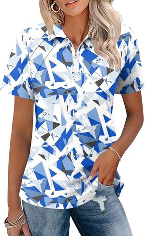 LOMON Womens Golf Polo Shirts Summer Short Sleeve 1/4 Zip Tops Moisture Wicking Casual Tennis Activewear with Pockets in Saudi Arabia