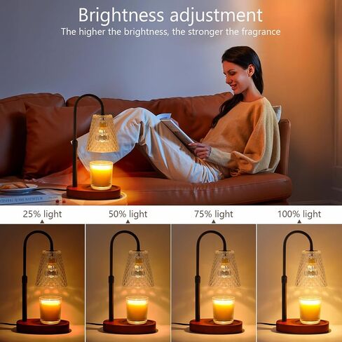 Candle Warmer Lamp with Timer: Electric Candles Warmers Adjustable Height Dimmable - Large Wax Candle Warmers Lamps Scented Flower Light - Home Decor Vintage Wood Base Shade Heat Modern Style Gold in Saudi Arabia