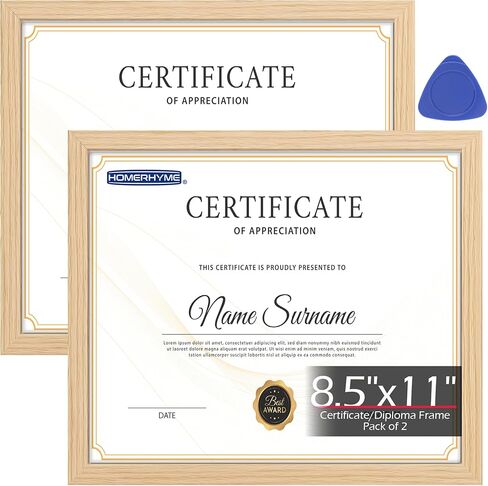 HOMERHYME Diploma Frame, 8.5 by 11 Black Picture Frames, Certificate Frame with Clear Plexiglass, 8.5 x 11 Photo Award Document Degree Record Frames for Collage Gallery Wall Display, 2 Pack in Kuwait