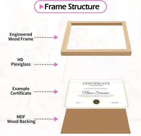 HOMERHYME Diploma Frame, 8.5 by 11 Black Picture Frames, Certificate Frame with Clear Plexiglass, 8.5 x 11 Photo Award Document Degree Record Frames for Collage Gallery Wall Display, 2 Pack in Kuwait