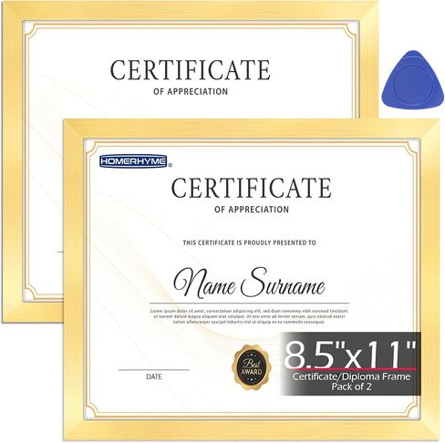 HOMERHYME Diploma Frame, 8.5 by 11 Black Picture Frames, Certificate Frame with Clear Plexiglass, 8.5 x 11 Photo Award Document Degree Record Frames for Collage Gallery Wall Display, 2 Pack in Kuwait