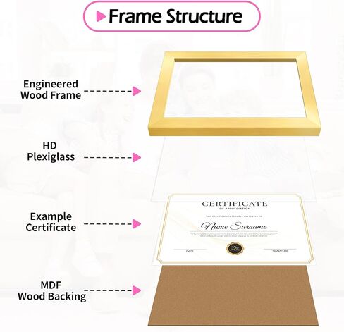 HOMERHYME Diploma Frame, 8.5 by 11 Black Picture Frames, Certificate Frame with Clear Plexiglass, 8.5 x 11 Photo Award Document Degree Record Frames for Collage Gallery Wall Display, 2 Pack in Kuwait