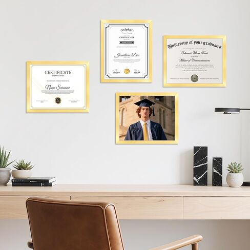 HOMERHYME Diploma Frame, 8.5 by 11 Black Picture Frames, Certificate Frame with Clear Plexiglass, 8.5 x 11 Photo Award Document Degree Record Frames for Collage Gallery Wall Display, 2 Pack in Kuwait