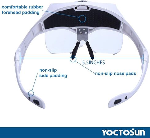 YOCTOSUN Magnifying Glasses with Light for Close Work, Head Magnifier with 5 Interchangeable Lenses and 2 LED Lights, Hands Free Head Mount Magnifying Glass for Crafts, Cross Stitch, Jewelry in Kuwait