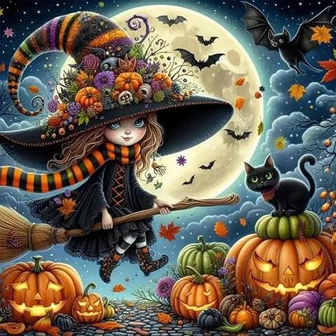 chwglfgg 5d الماس مجموعات فن الماس للبالغين المبتدئين ، Halloween Haunted House Castle Diamond Painting Kits ، DIY Full Round Drill Paint by Diamonds Dot Gem Art for البالغين ، ديكور الجدار المنزلي 13.7x 13.7 بوصة in Kuwait