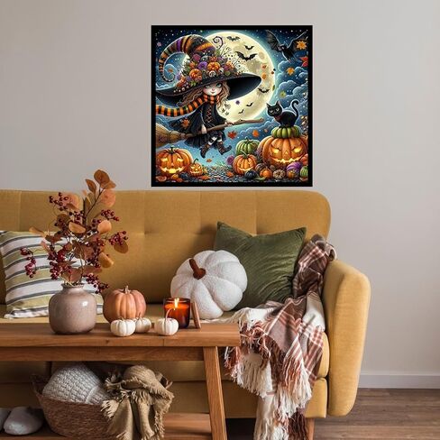 chwglfgg 5d الماس مجموعات فن الماس للبالغين المبتدئين ، Halloween Haunted House Castle Diamond Painting Kits ، DIY Full Round Drill Paint by Diamonds Dot Gem Art for البالغين ، ديكور الجدار المنزلي 13.7x 13.7 بوصة in Kuwait