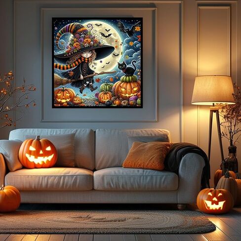 chwglfgg 5d الماس مجموعات فن الماس للبالغين المبتدئين ، Halloween Haunted House Castle Diamond Painting Kits ، DIY Full Round Drill Paint by Diamonds Dot Gem Art for البالغين ، ديكور الجدار المنزلي 13.7x 13.7 بوصة in Kuwait