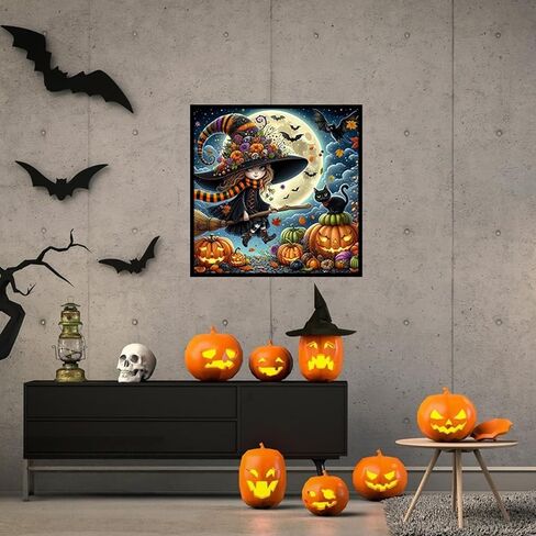 chwglfgg 5d الماس مجموعات فن الماس للبالغين المبتدئين ، Halloween Haunted House Castle Diamond Painting Kits ، DIY Full Round Drill Paint by Diamonds Dot Gem Art for البالغين ، ديكور الجدار المنزلي 13.7x 13.7 بوصة in Kuwait