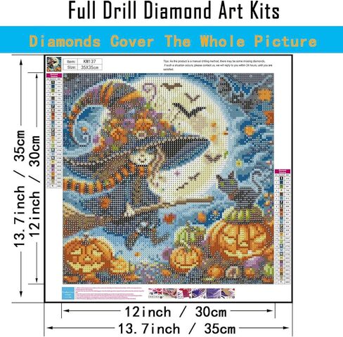 chwglfgg 5d الماس مجموعات فن الماس للبالغين المبتدئين ، Halloween Haunted House Castle Diamond Painting Kits ، DIY Full Round Drill Paint by Diamonds Dot Gem Art for البالغين ، ديكور الجدار المنزلي 13.7x 13.7 بوصة in Kuwait