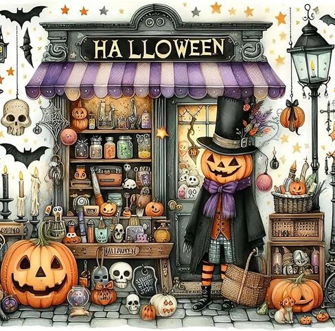 chwglfgg 5d الماس مجموعات فن الماس للبالغين المبتدئين ، Halloween Haunted House Castle Diamond Painting Kits ، DIY Full Round Drill Paint by Diamonds Dot Gem Art for البالغين ، ديكور الجدار المنزلي 13.7x 13.7 بوصة in Kuwait