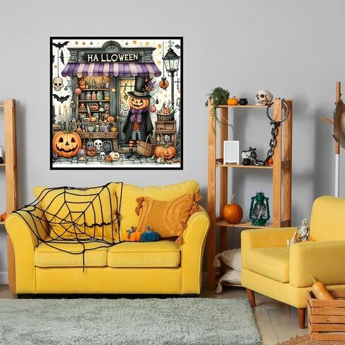 chwglfgg 5d الماس مجموعات فن الماس للبالغين المبتدئين ، Halloween Haunted House Castle Diamond Painting Kits ، DIY Full Round Drill Paint by Diamonds Dot Gem Art for البالغين ، ديكور الجدار المنزلي 13.7x 13.7 بوصة in Kuwait