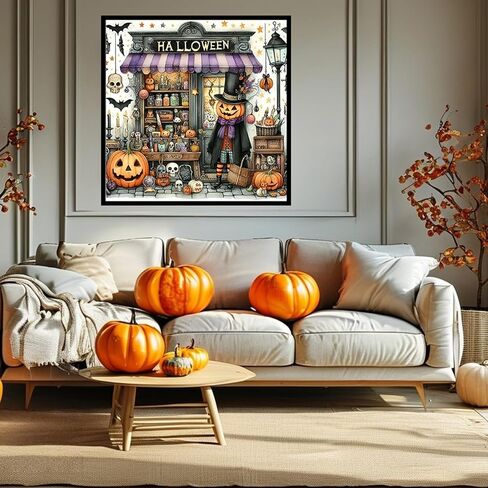 chwglfgg 5d الماس مجموعات فن الماس للبالغين المبتدئين ، Halloween Haunted House Castle Diamond Painting Kits ، DIY Full Round Drill Paint by Diamonds Dot Gem Art for البالغين ، ديكور الجدار المنزلي 13.7x 13.7 بوصة in Kuwait