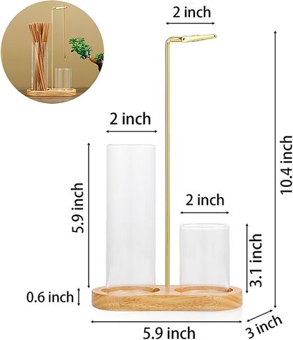 2 in 1 Incense Holder for Sticks, Anti-Ash Flying Incense Burne with Glass Ash Catcher and Incense Sticks Organizer for Meditation Yoga Spa Home Decor (Dark Base) in Saudi Arabia