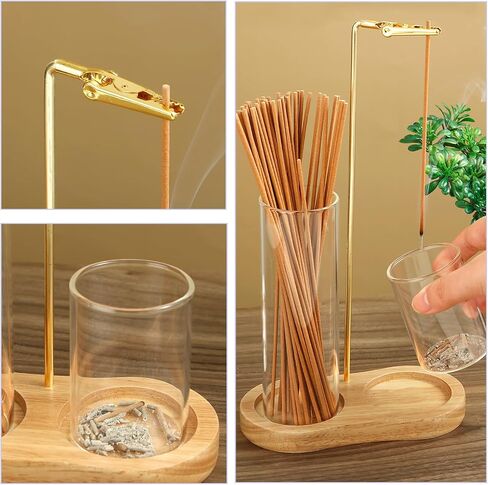 2 in 1 Incense Holder for Sticks, Anti-Ash Flying Incense Burne with Glass Ash Catcher and Incense Sticks Organizer for Meditation Yoga Spa Home Decor (Dark Base) in Saudi Arabia