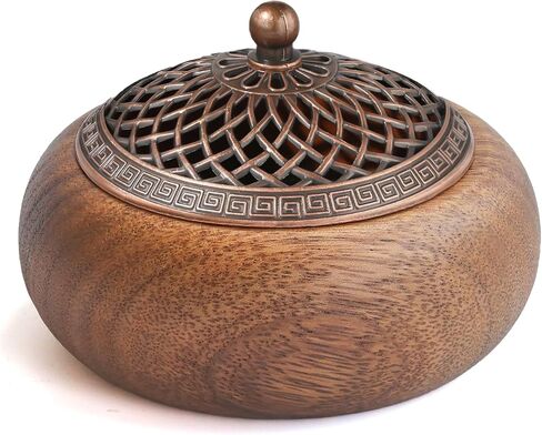 Acacia Wood Incense Burner for Cones & Coils, with Sticks Holder - 3-in-1, Zen Meditation Yoga Home Room Decor in Kuwait