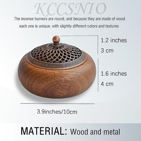 Acacia Wood Incense Burner for Cones & Coils, with Sticks Holder - 3-in-1, Zen Meditation Yoga Home Room Decor in Kuwait