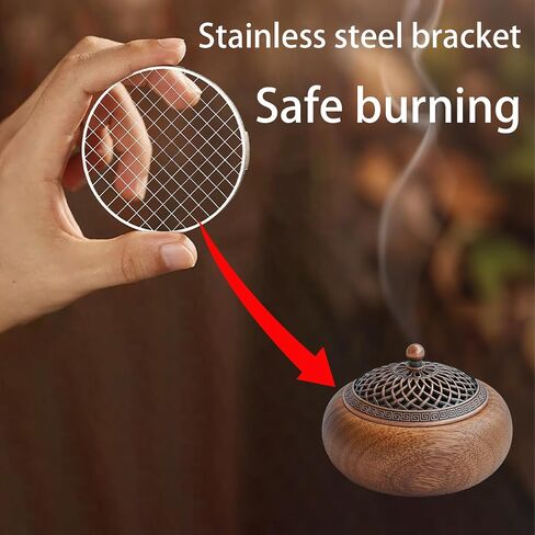 Acacia Wood Incense Burner for Cones & Coils, with Sticks Holder - 3-in-1, Zen Meditation Yoga Home Room Decor in Kuwait